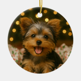Yorkie Christmas Keramik Ornament