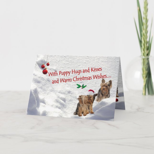 Yorkie Christmas Snow Scene Carte de voeux (Devant)