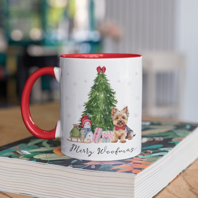 Yorkie Christmas Tasse Merry Woofmas Funny Dog Lie (Personalized Dog Lover Mug - Perfect Holiday Gift. Merry Woofmas Mug. Yorkie Christmas Mug)
