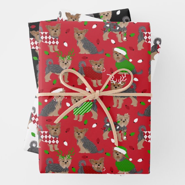 Yorkie Christmas Yorkshire Terrier Dog Geschenkpapier Set (Beispiel)