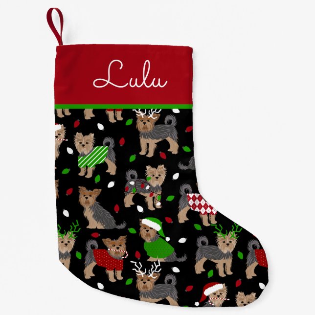 Yorkie Christmas Yorkshire Terrier Dog Kleiner Weihnachtsstrumpf (Vorderseite)