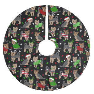 Yorkie Christmas Yorkshire Terrier Dog Polyester Weihnachtsbaumdecke