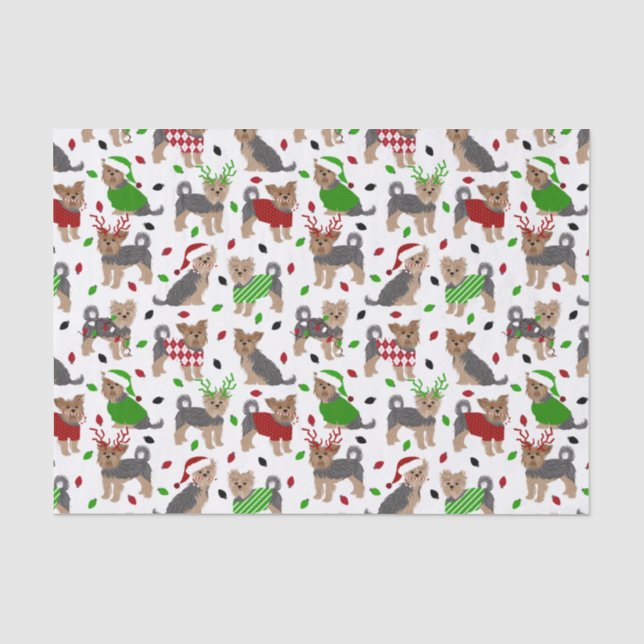 Yorkie Christmas Yorkshire Terrier Dog Seidenpapier (Vorderseite)