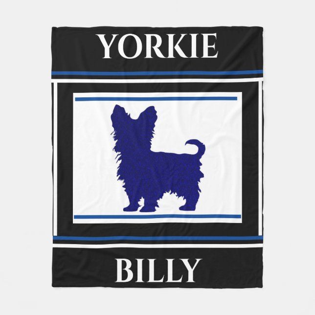 Yorkie Decke. Personalisierter Name. Fleecedecke (Vorderseite)