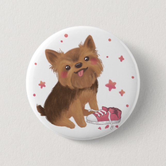 Yorkie der Niedlichste Trouble Maker Button (Vorderseite)