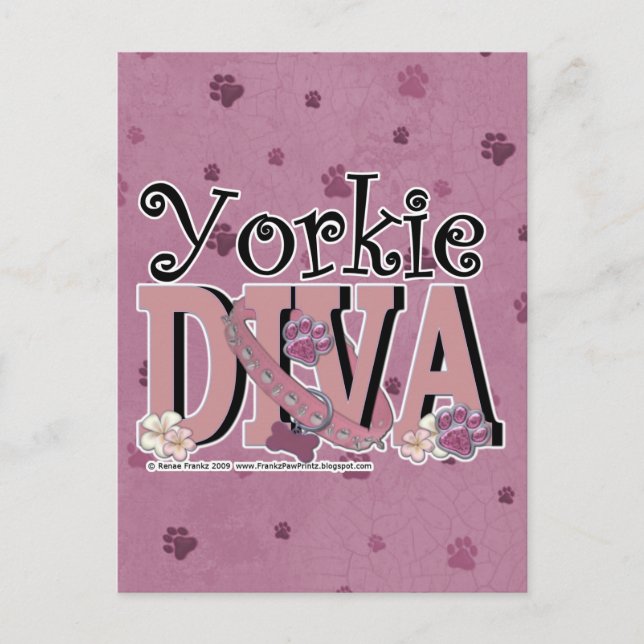 Yorkie DIVA Postkarte (Vorderseite)