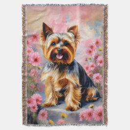 Yorkie Dog Blume Decke