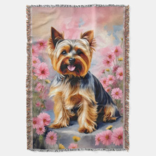 Yorkie Dog Blume Decke