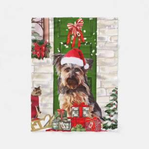 Yorkie Dog Christmas Fleecedecke