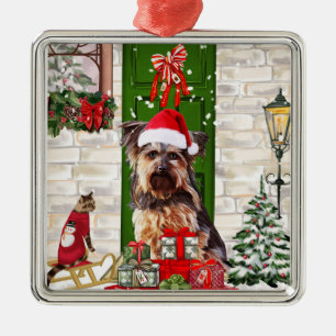 Yorkie Dog Christmas Ornament Aus Metall