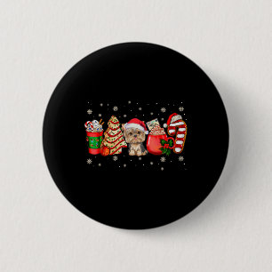 Yorkie Dog Christmas Pajamas Kaffee Latte Tasse Xm Button