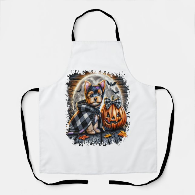 Yorkie Dog Halloween Square Schürze (Vorderseite)