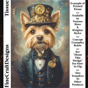 Yorkie Dog, Steampunk Anzug & Top Hat CZ7 Decoupag Seidenpapier