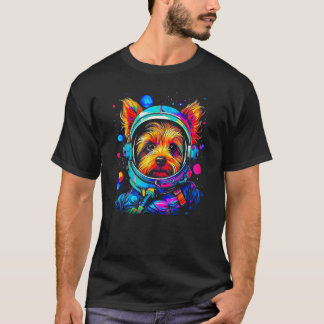 Yorkie Dog Yorkshire Terrier Astronaut im All T-Shirt