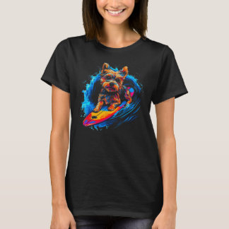 Yorkie Dog Yorkshire Terrier Surfing T-Shirt