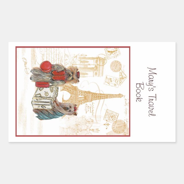 Yorkie Eiffel Tower Paris Book Plate sticker (Devant)