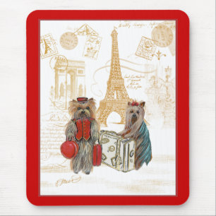 Yorkie Eiffel Tower Paris Mousepad