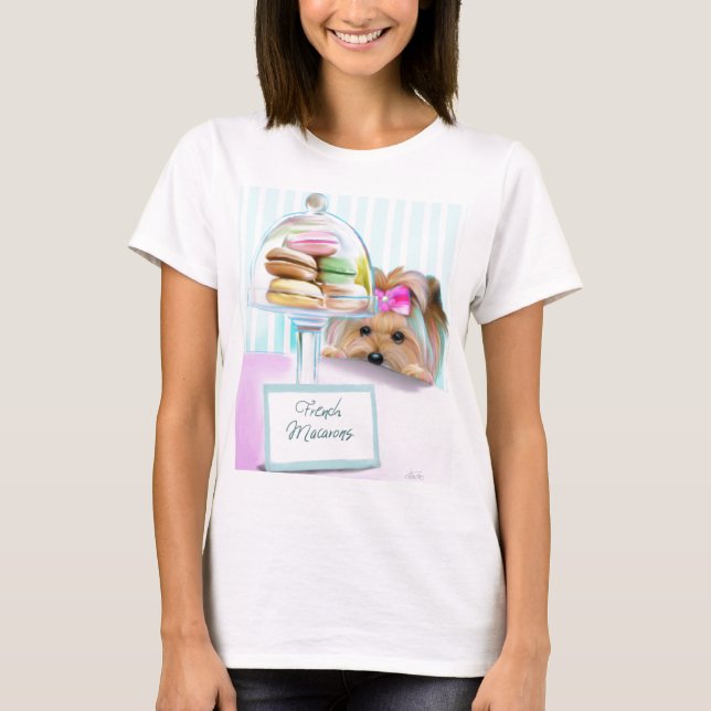 Yorkie Franzosen Macarons T-Shirt (Vorderseite)