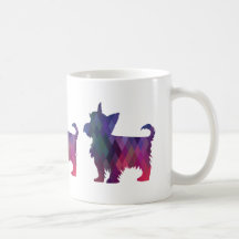Yorkie Geometric Pattern Silhouette Lila