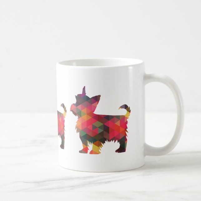 Yorkie Geometric Pattern Silhouette Multi Kaffeetasse (Rechts)