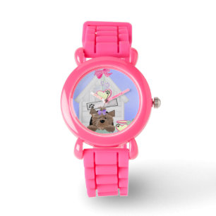Yorkie-Glitzer-Gurtband Armbanduhr
