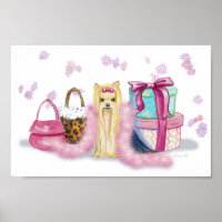 Yorkie Habille avec Poster en cuir Boa