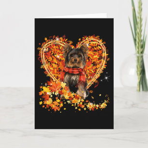 Yorkie Hallo Herbstblätter Herz Herbst Erntedankfe Karte