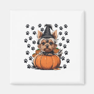 Yorkie Halloween Costume T-Shirt Pumpkin Men Women Magnet