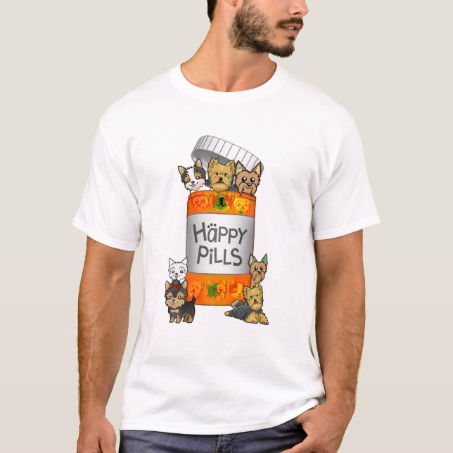 Yorkie Happy Pills T-shirt (Devant)