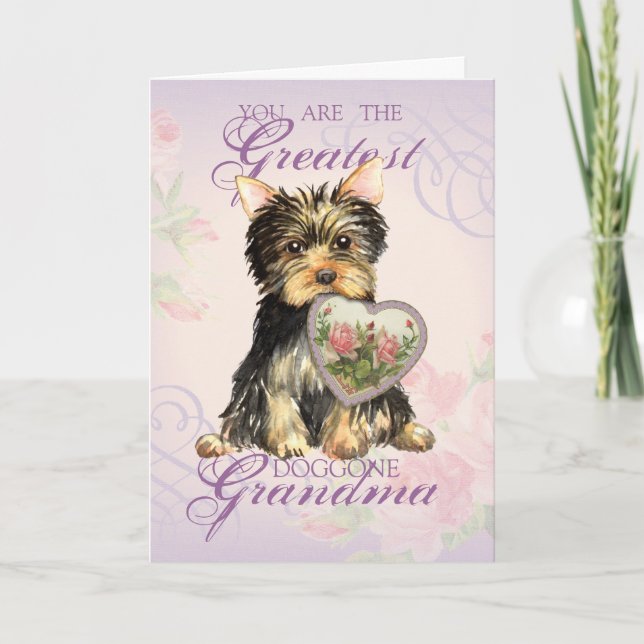 Yorkie Heart Grandma Karte (Vorderseite)