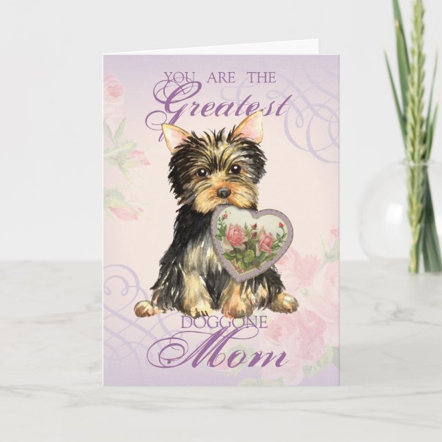 Yorkie Heart Mama Karte (Vorderseite)