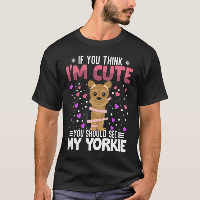 Yorkie Heart Valentine's Day Animal for Womens Kid T-Shirt (Vorderseite)