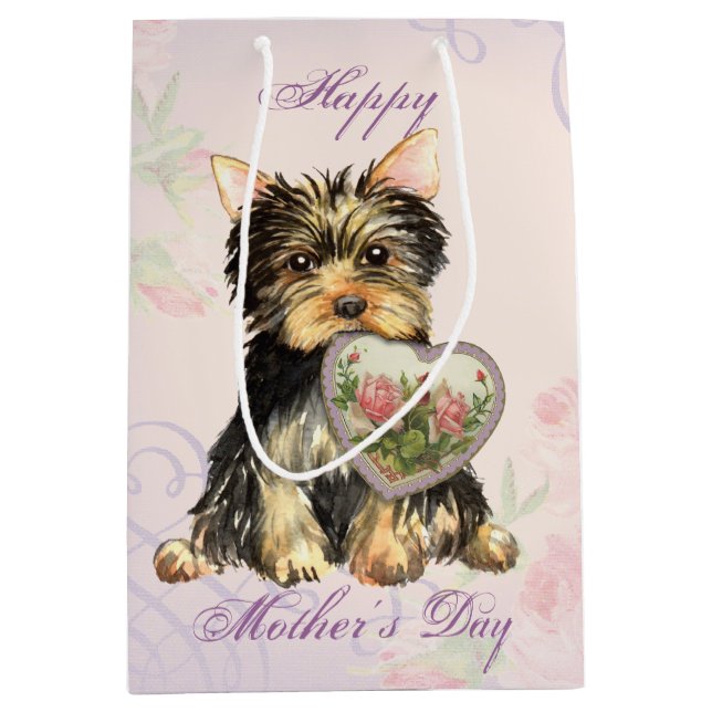 Yorkie Herz-Mama Mittlere Geschenktüte (Vorderseite)