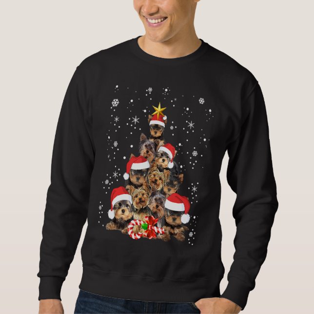Yorkie Hogs TreChristmas Sweater Xmas Tier Tier Ti Sweatshirt (Vorderseite)