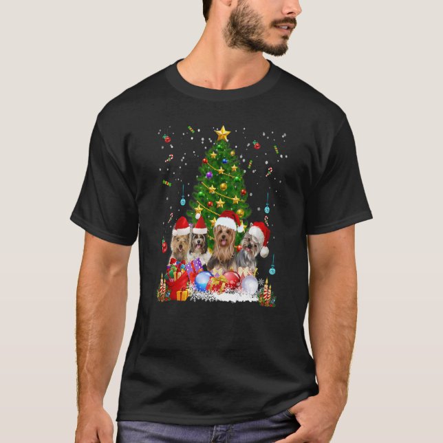 Yorkie Hogs TreChristmas Sweater Xmas Tier Tier Ti T-Shirt (Vorderseite)