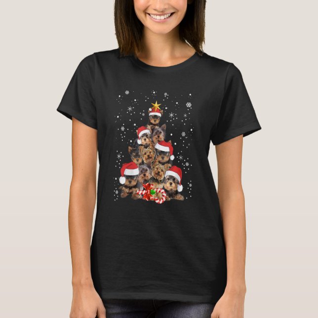 Yorkie Hogs TreChristmas Sweater Xmas Tier Tier Ti T-Shirt (Vorderseite)