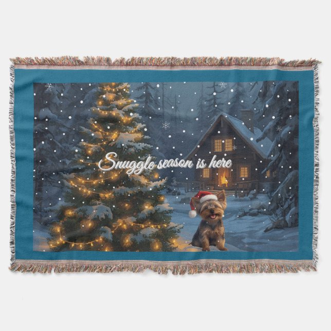Yorkie Holiday Blanket Decke (Vorderseite)