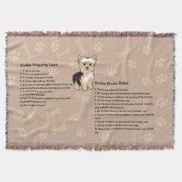 Yorkie House Rules Throw Blanket Decke
