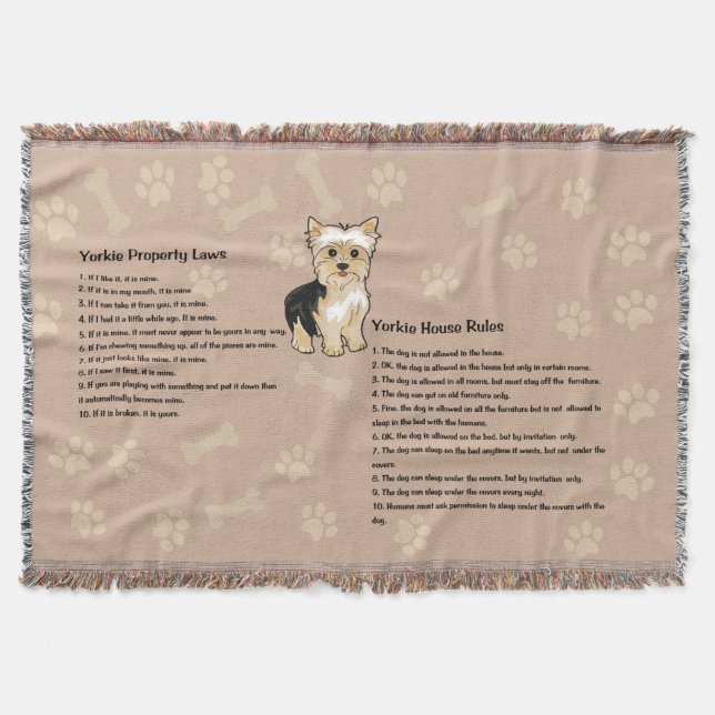 Yorkie House Rules Throw Blanket Decke (Vorderseite)