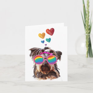 Yorkie Hund am Valentinstag des Herzens Karte