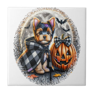 Yorkie-Hund Halloween Fliese