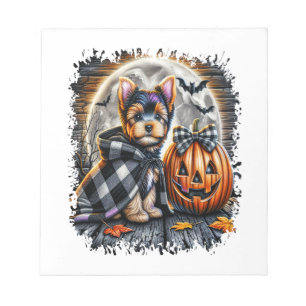 Yorkie-Hund Halloween-Quadrat Notizblock