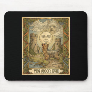 Yorkie-Hund heult zum Mond Meme Tarotkarte Mousepad