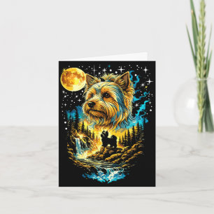 Yorkie-Hund heult zum Mond vintage lustig Karte