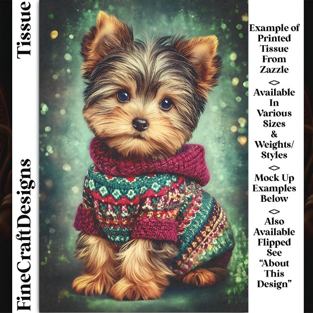 Yorkie Hund in Weihnachten Sweater DS2LR Decoupage Seidenpapier (Von Creator hochgeladen)