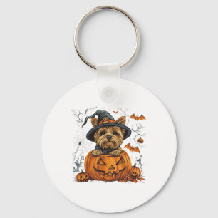 Yorkie Hund Kürbis Halloween Erntedankfest Schlüsselanhänger