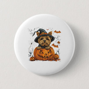 Yorkie Hund Kürbis Halloween Thanksgiving Button