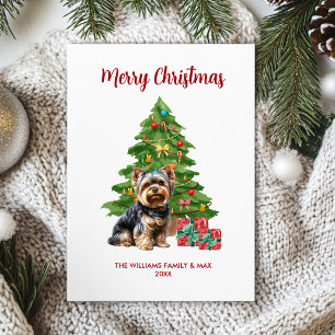 Yorkie-Hundefamilien-Weihnachten Feiertagskarte