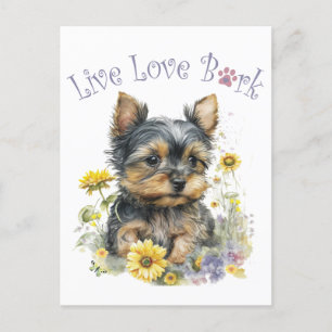 Yorkie-Hundemama-Blumenmuster Postkarte