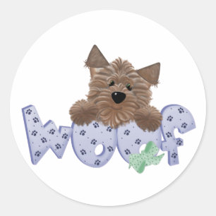 Yorkie Hundeschuß (blau) Runder Aufkleber